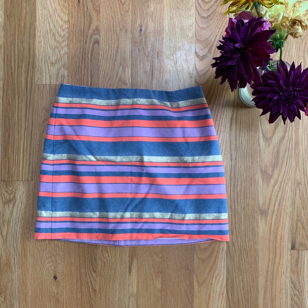 Jcrew Bright Stripped Polyester Cotton Aline Skirt